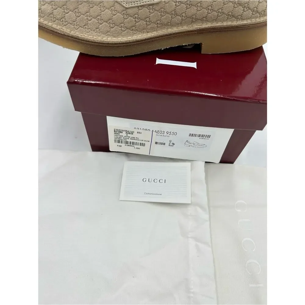 Men's Gucci suede GG monogram web loafers size 9 fits 9.5 US made in Italy